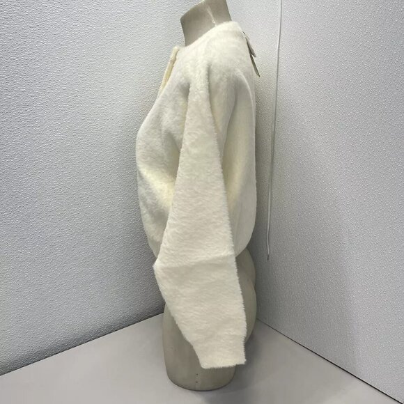 NEW LINE AND DOT Women's Sweater Kent Button Front Size S Cream - Picture 3 of 6